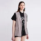 Women Jacket Sleeveless New Style Thick Custom Women Jacket Striped Sleeveless Suit Jacket Women