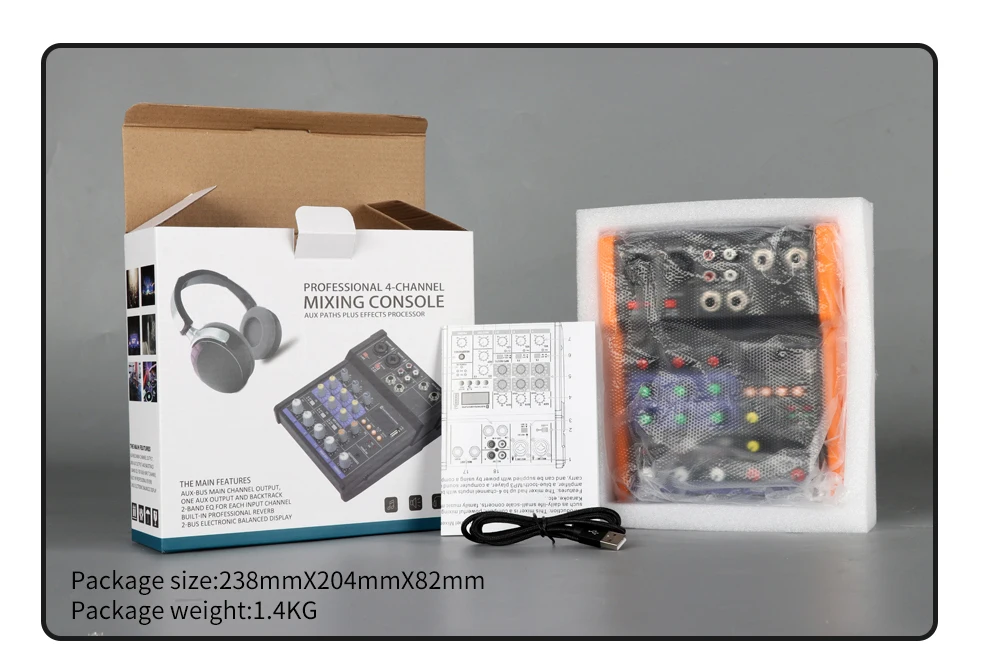 Console de Mixage Audio à 4 Canaux, Bluetooth, Mini Dj-7