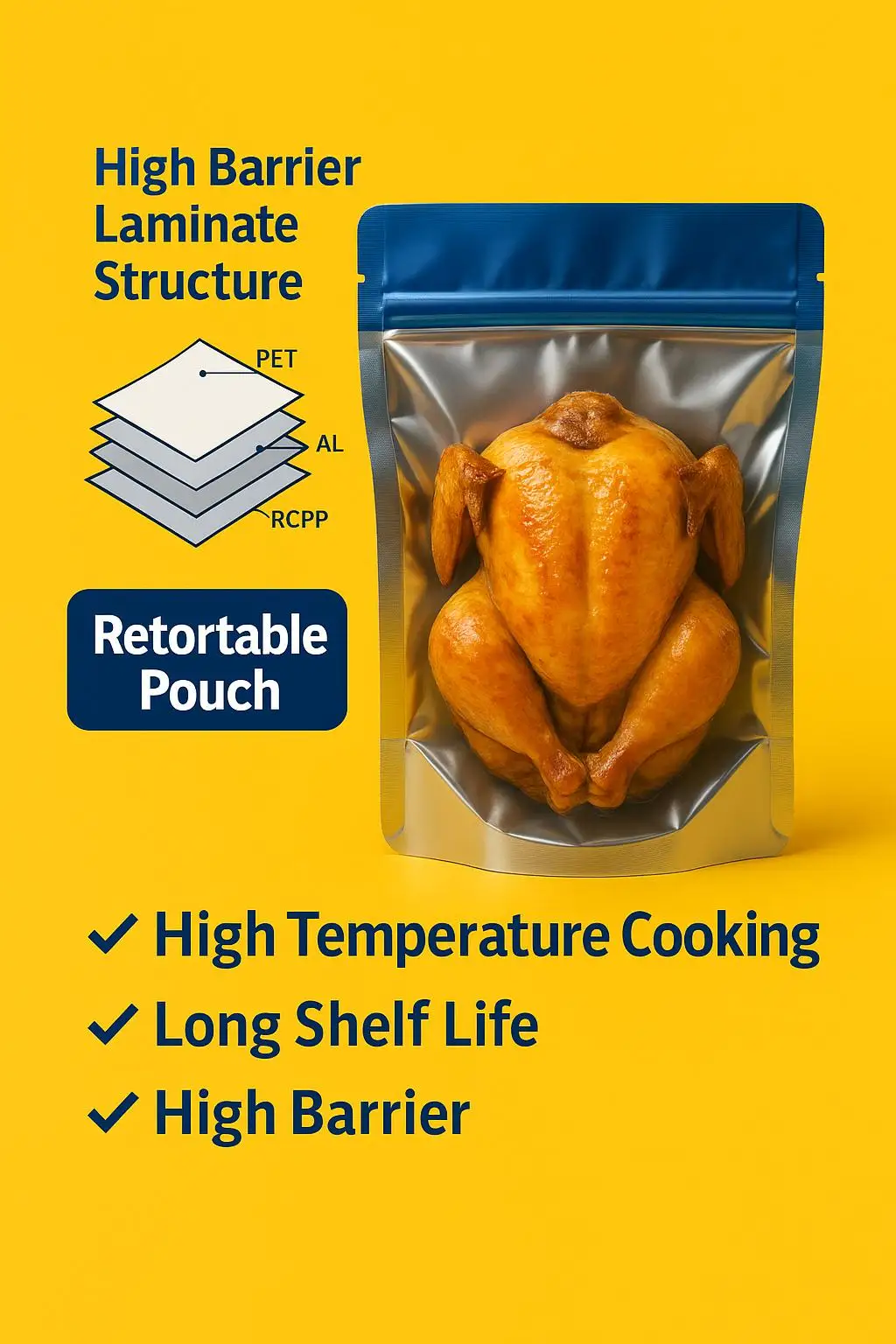 Custom Printed PE Moisture Proof High-Temperature Stand Retort Pouch Zipper Top for Instant Soup Salad Cakes Cooking Food - detail 5