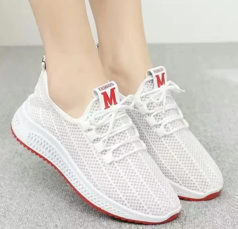 Fashion Sneakers Shoes Woman 2024 Summer Leopard Printing Sneakers Mesh Breathable Thick Bottom Flats Shoes For Women