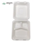 Food Container Food Container Compost Compostable 3-Compartment Clamshell Hinged Food Container