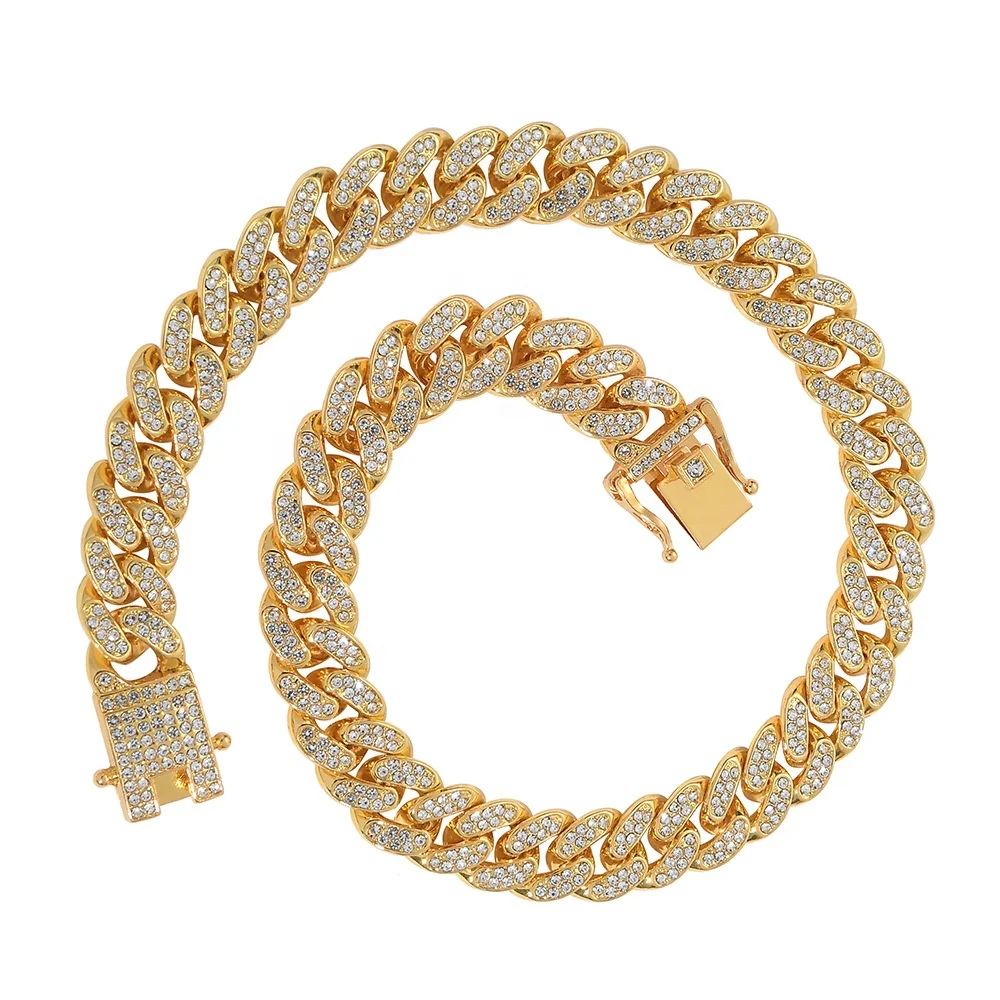 Hip Hop Jewelry 13mm Gold Plated Iced 