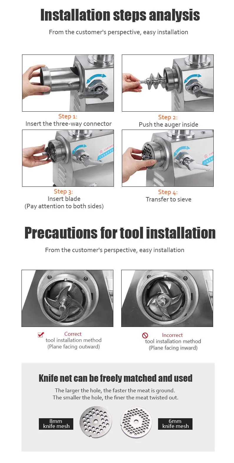 product yk 22c professional italian meat grinder for commercial use high power 1100w stainless steel blade easy clean durable-5