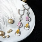 Cz Earrings Low MOQ Fashions Women Diamond Cz Zircon 925 Sterling Silver Gold Water Tear Drops Earrings