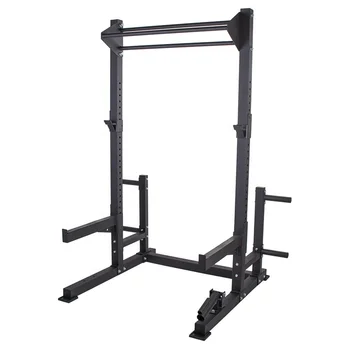 FitFirst Free Standing Half Squat Rack with Pull Up Bar  Landmine and Bumper Plate Storage Holder