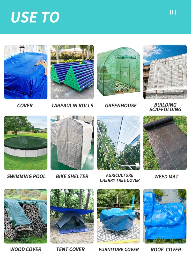 Waterproof Custom Pe Car Trailer Cover Fish Pond Tent Tarp Sheet Gsm