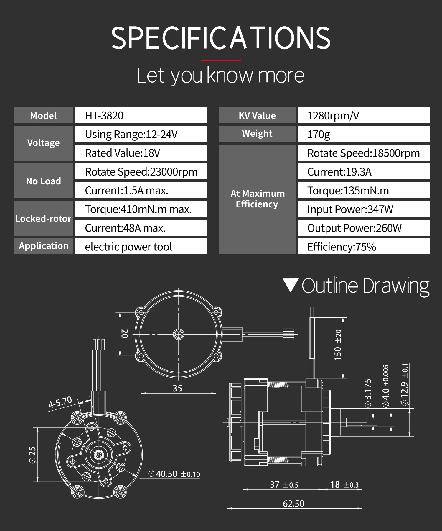 Dc Brushless Motors, 12-24V, 18000rpm, 347W - detail 4