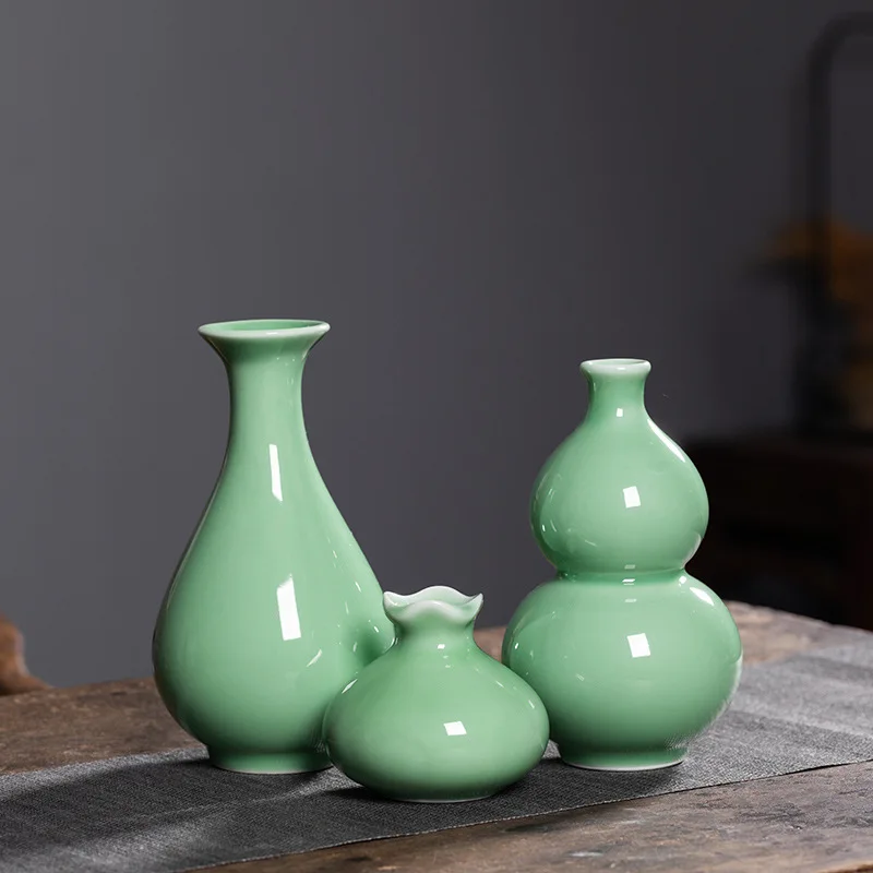 product chinese style celadon flower vase three piece set ceramic minimalist living room decoration flower ware household ornaments280-8