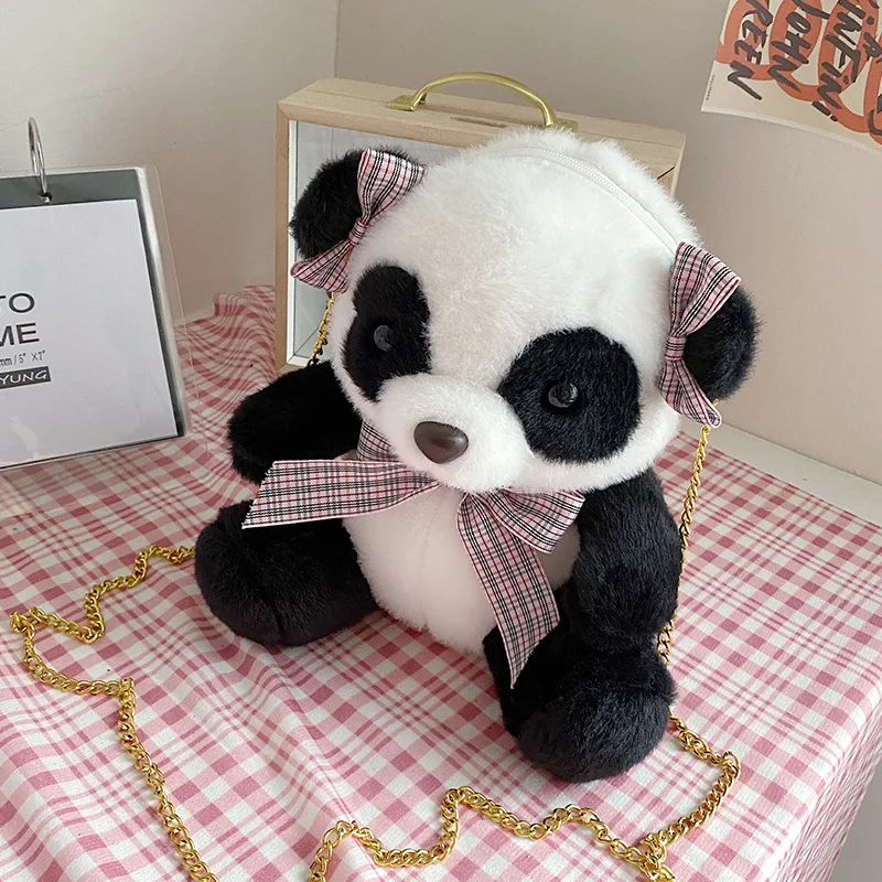 MB4 Plush Crossbody Bag Purse Panda Shaped Wallet Handbag Satchel for Little Girls Kids