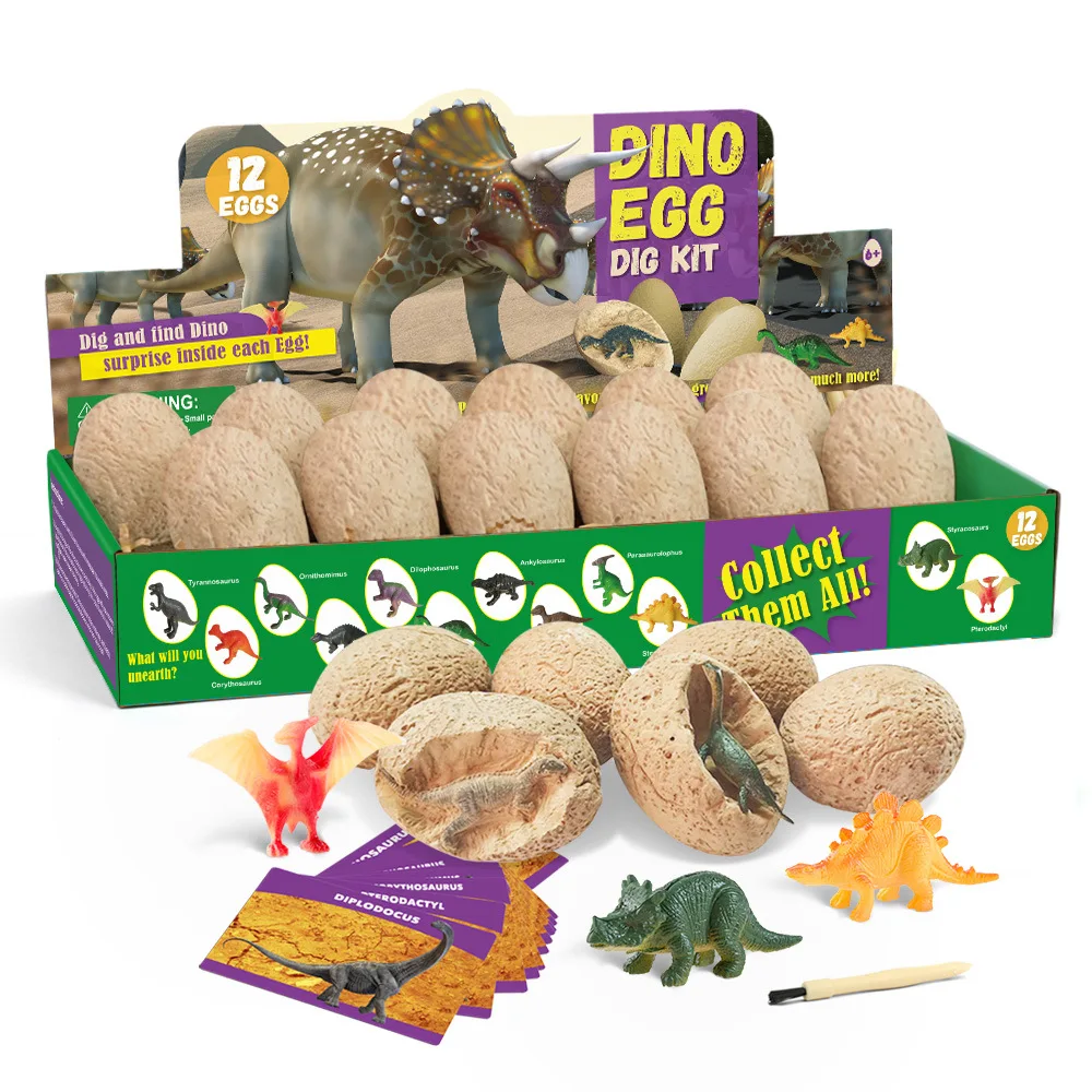 Dig a Dozen Dino Eggs Kit - Break Open 12 Unique Dinosaur Eggs and Discover 12 Cute Dinosaurs - Easter Archaeology Science STEM