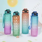 Sports 34OZ Plastic Water Jug Motivational Sports Water Bottle With Time Marker Straw For Fitness Gym
