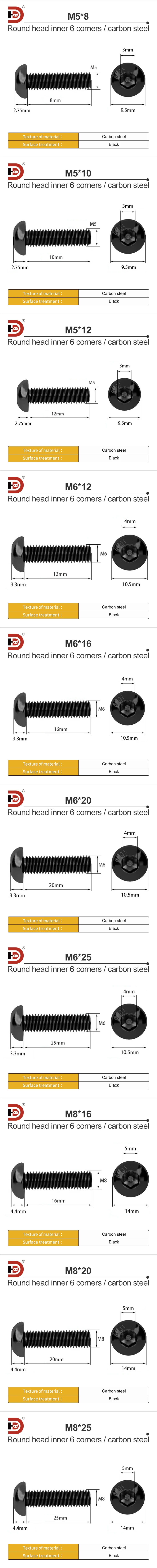 10.9 Grade High Hardness Carbon Steel Screw Hexagonal Round Head Bolt Locking Component M4/5/6/8 details