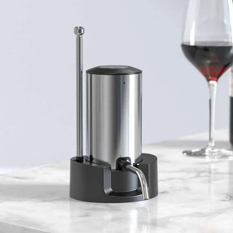 Modern Design Automatic Electric Wine Dispenser Set Eco-Friendly Metal Decanter Aerator with Drying Stand for Red Wine