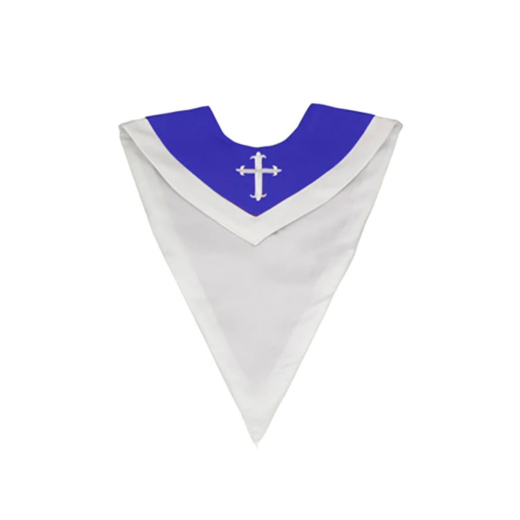 Two Color Satin Reversible Matte Front Choir Stole V Stole Reversible Choir Stoles with Cross factory