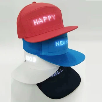 Blue tooth APP Adjustable Programmable Cap with LED Lights Glow in the dark Messages Display LED Hat and Cap For Man Woman Adult