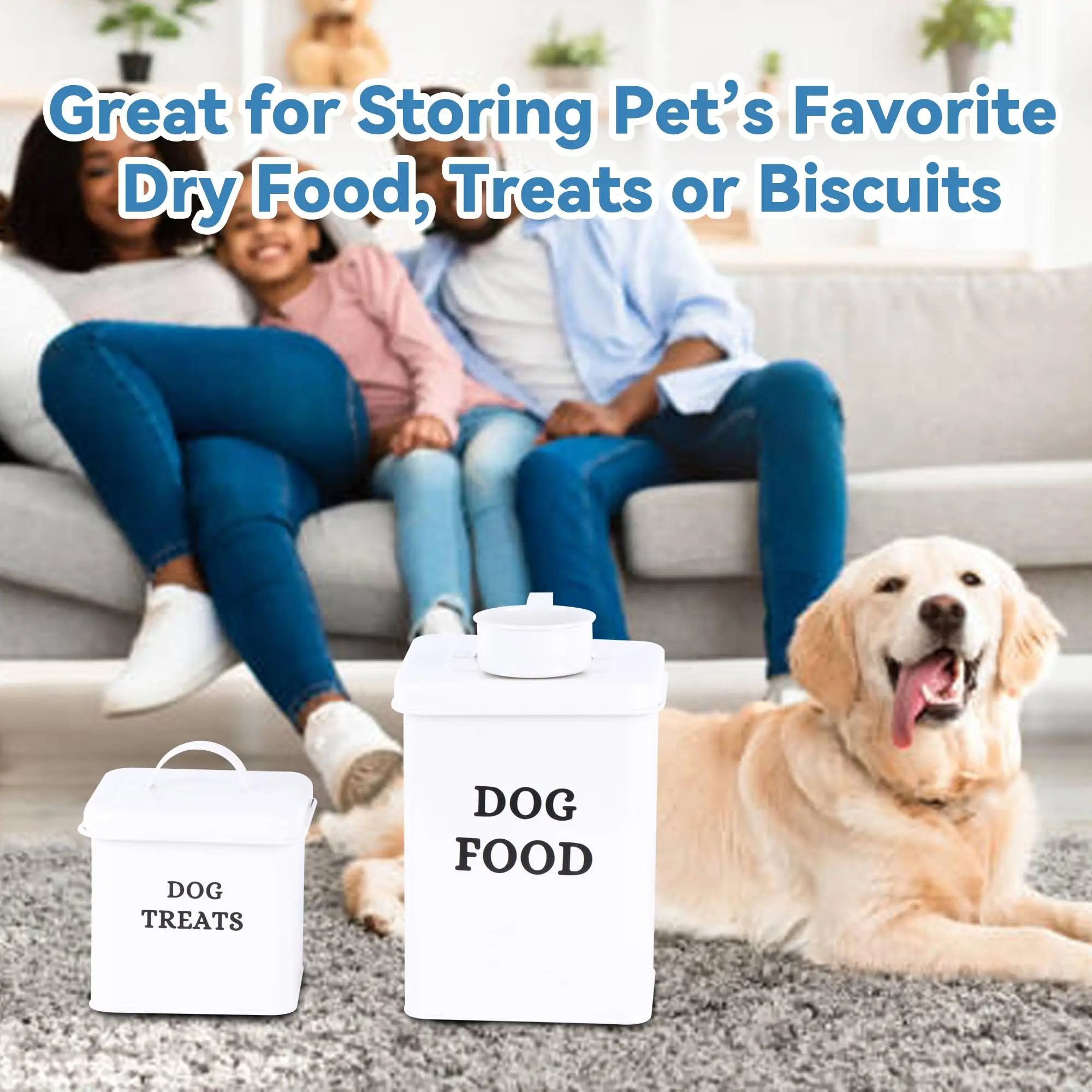 Factory Stock  Airtight Food Storage Container Set Metal Dog Food and Dog Treat Storage Container Sets