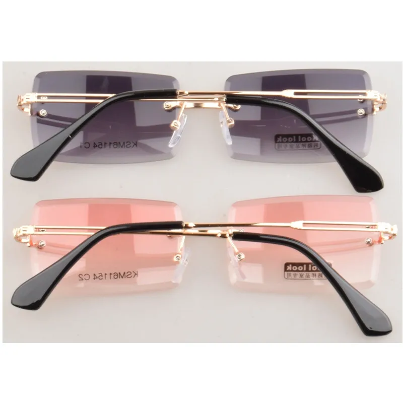 2022 Rimless Rectangle Sunglasses Women Luxury Brand Fashion Blue Light