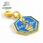 Rhinestone Custom Heptagon Metal Rhinestone Keychain Gold Mini Rhinestone Key Holder