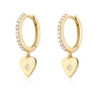 Sterling Huggie Hoop Earring Hot Sale 18k Gold Plated 925 Sterling Silver Diamond Huggie Hoop Earring With Heat Charm