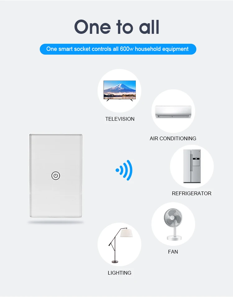 16a 1钢美国墙壁智能灯开关面板类型86多通道定时器控制兼容手机应用阿列克谢谷歌助手