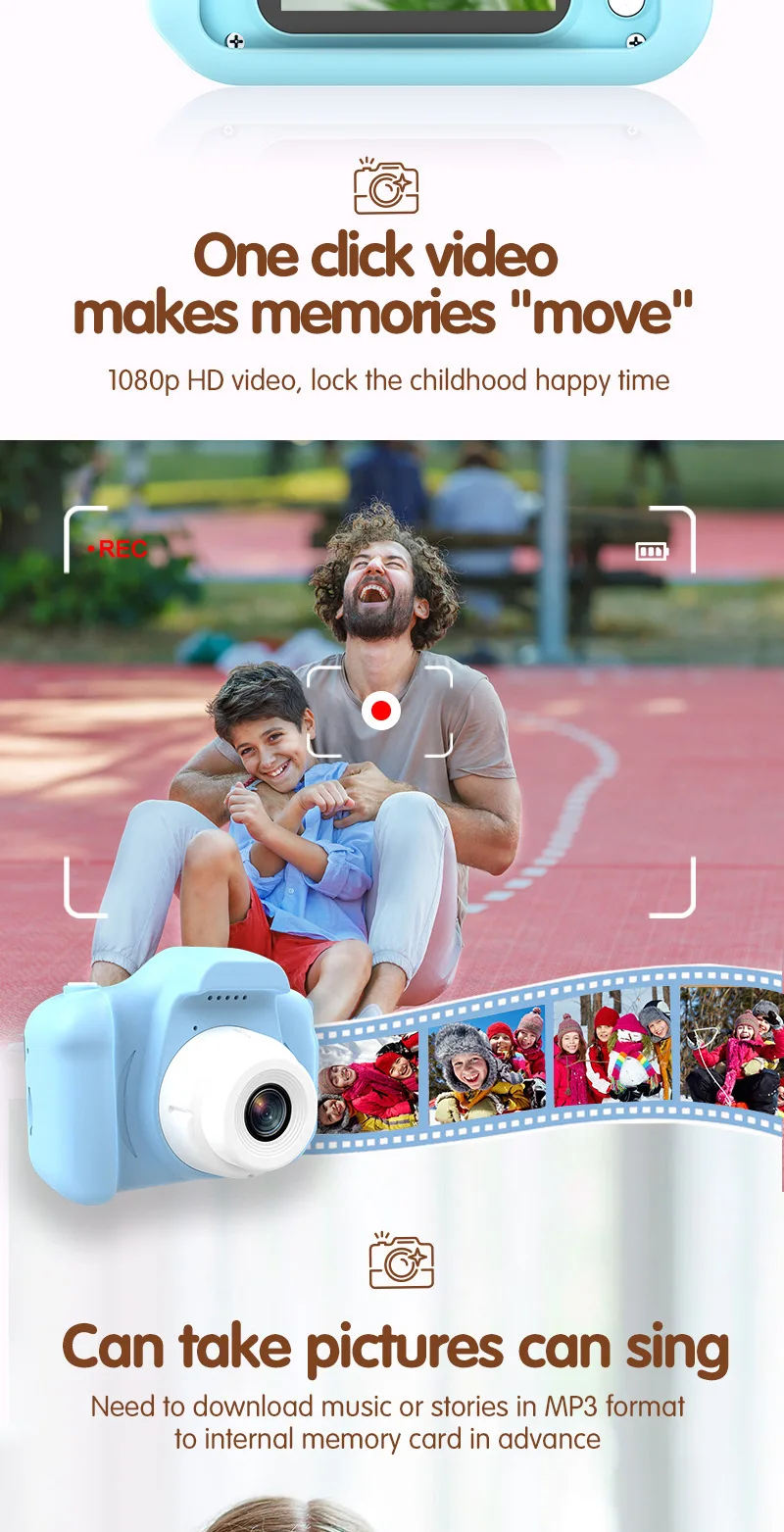 儿童相机数码2英寸屏幕即时小相机数码迷你单反可爱玩具儿童相机圣诞礼物