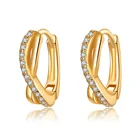 Zirconia Gemnel Latest 18k Gold Plated Jewelry Cubic Zirconia Cross Huggie Earrings For Women