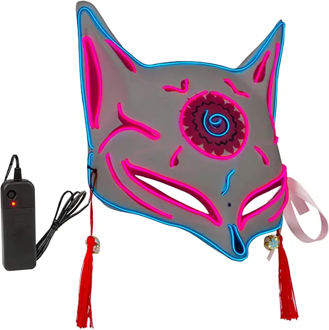 Japanese Fox Mask Kitsune Mask For Adults Kids - Halloween Led Light Up Mask  - Buy Fox Mask,Led Light Up Fox Mask,Fox Halloween Mask Product on  