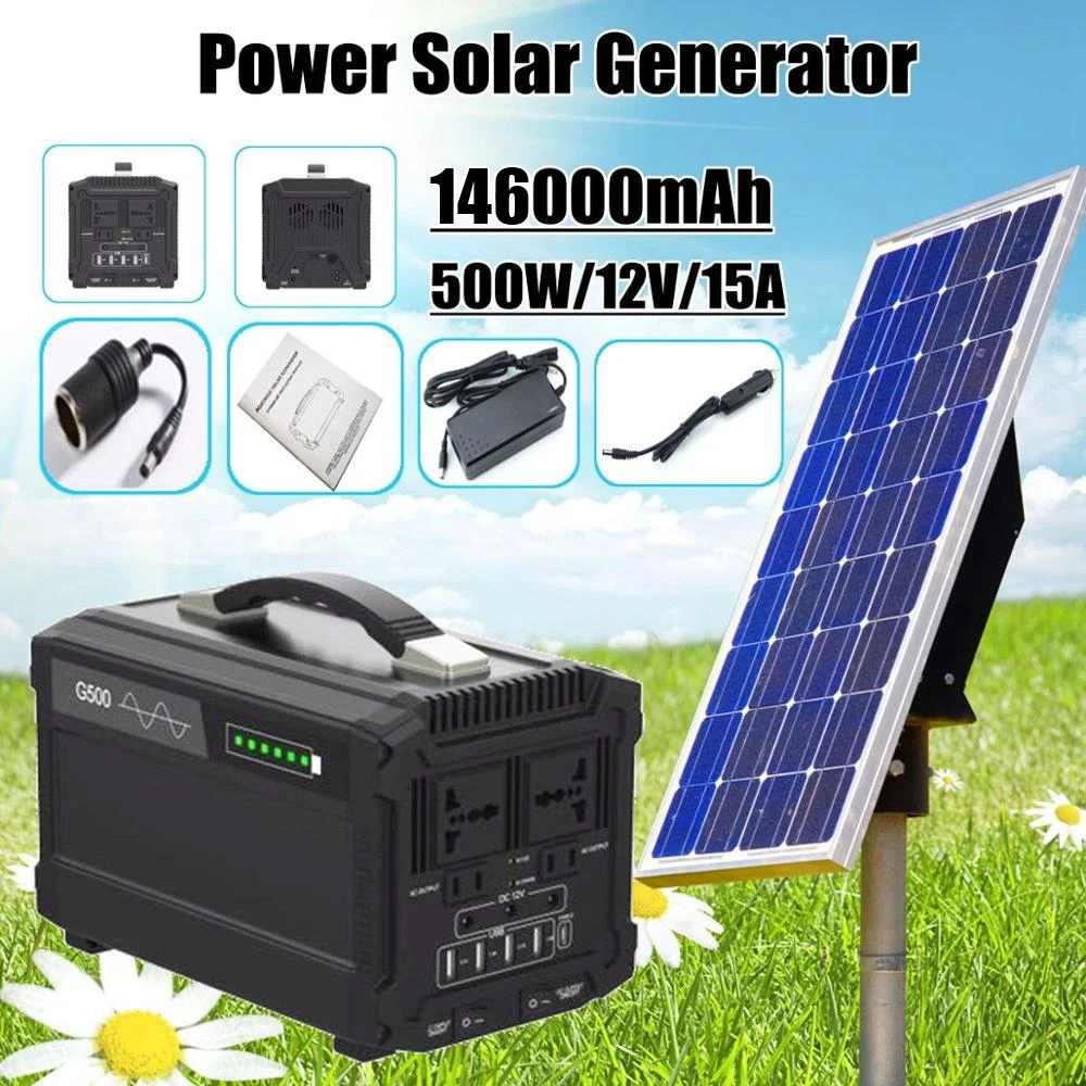 Factory Supply Portable Rechargeable Battery 500W Solar Power Station Generator For Outdoor