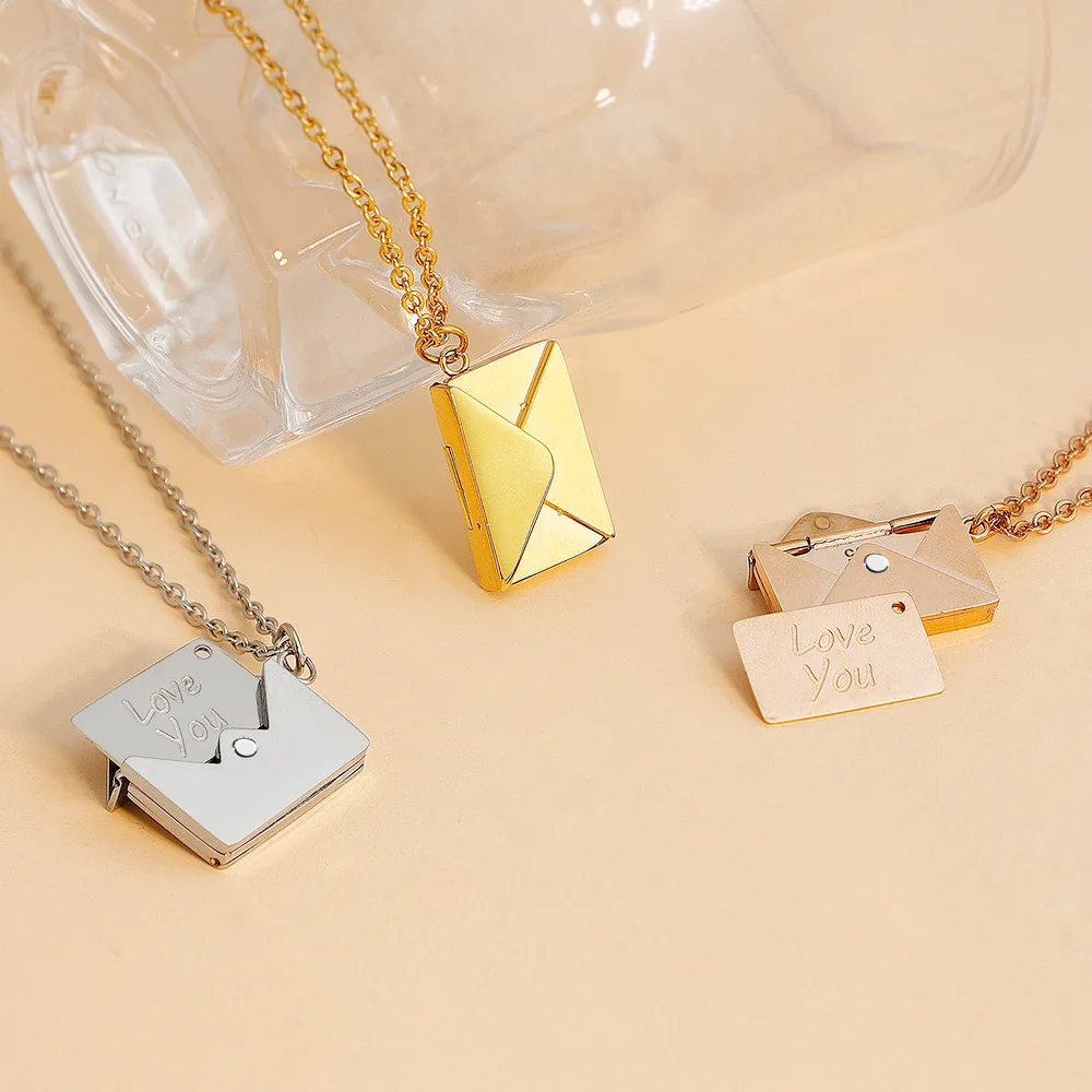 Link Chain Envelope Pendant Necklace 