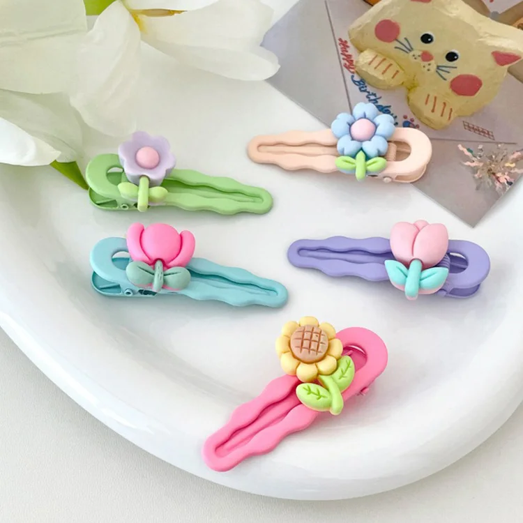 wholesale 6CM fashion  cute flower  Hairpins for girl  Duck beak clip kids hair accessories