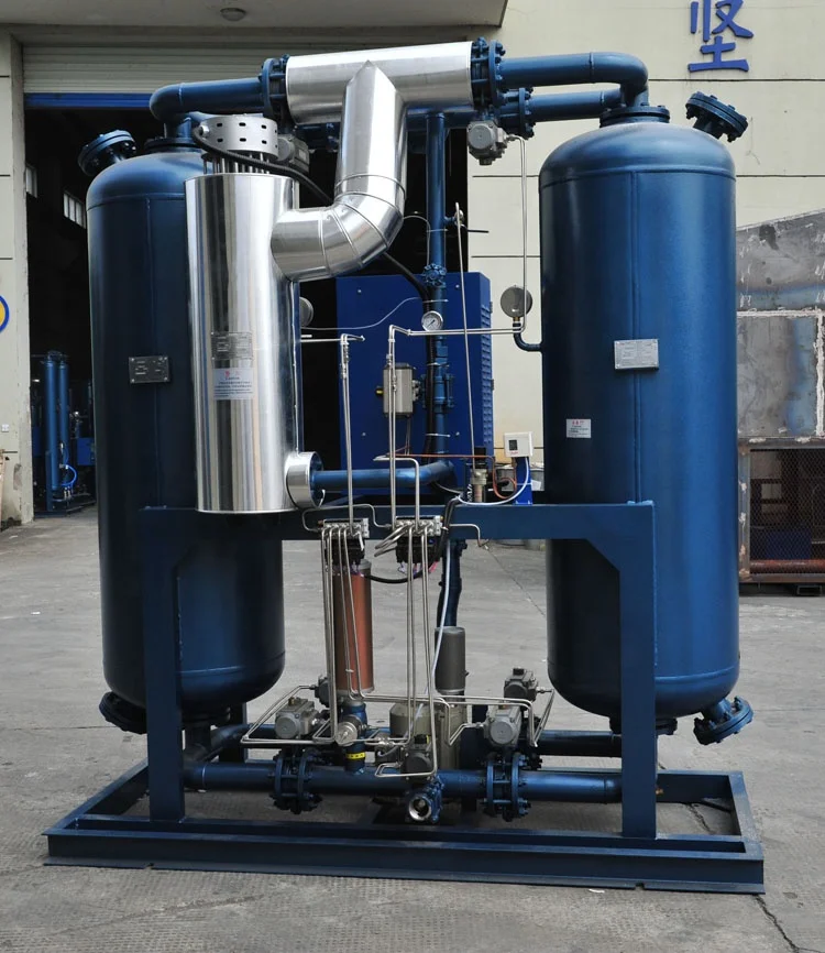 Industrial hot compressed air treatment regenerative desiccant air dryer for food/plastic