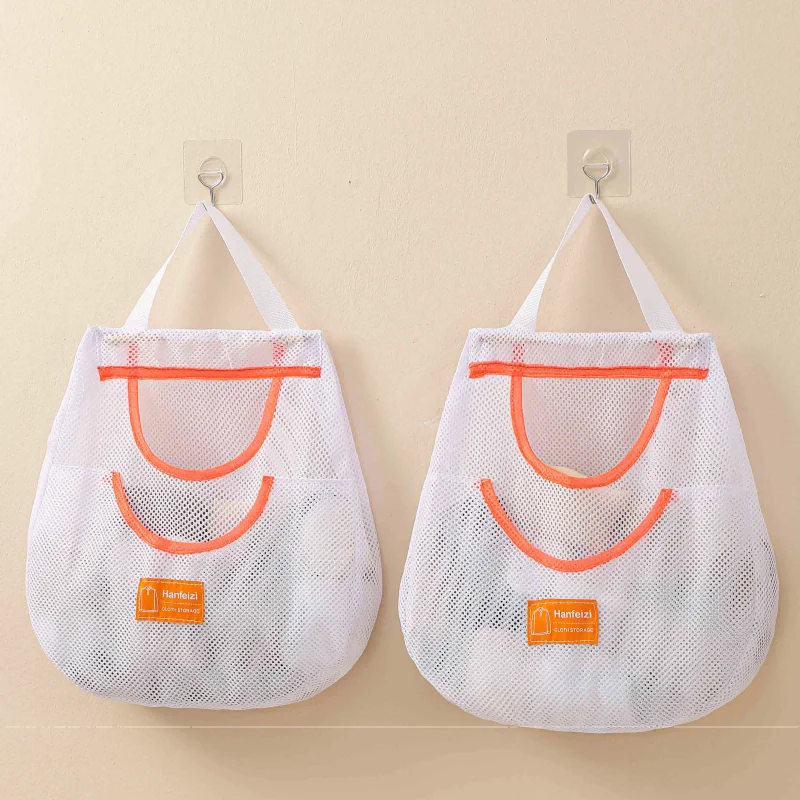 2025 New hanging storage bag household large mesh organizer storage bag clothes sundries bag with handle