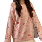 Hoodie Spring And Autumn Korean Loose No Hoodie Harajuku Style Print Graffiti All-match Blouse Women