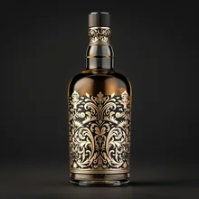 Custom Printed Premium Gold Texture Vodka Label Embossing Design Whisky Liquor Wine Adhesive Label Sticker Roll