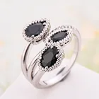 Blue Ring Ring Factory Elegant Jewelry High Quality 3 Stone Zircon Blue Diamond Ring