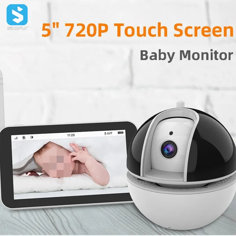 Full Screen Touch Video Baby Monitor Camera 5.0 Inch screen Two-Way Talk Nightshot 355 degree Rotation Baby Monitor Camera