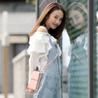 Mini Mobile Phone Mini Faux Leather Pink Color Shoulder Mobile Phone Case Phone Bag