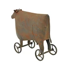 Hengfa Outdoor Indoor Home Decor Dairy Cattle Table Top Metal Art Rusty Wheel Cow