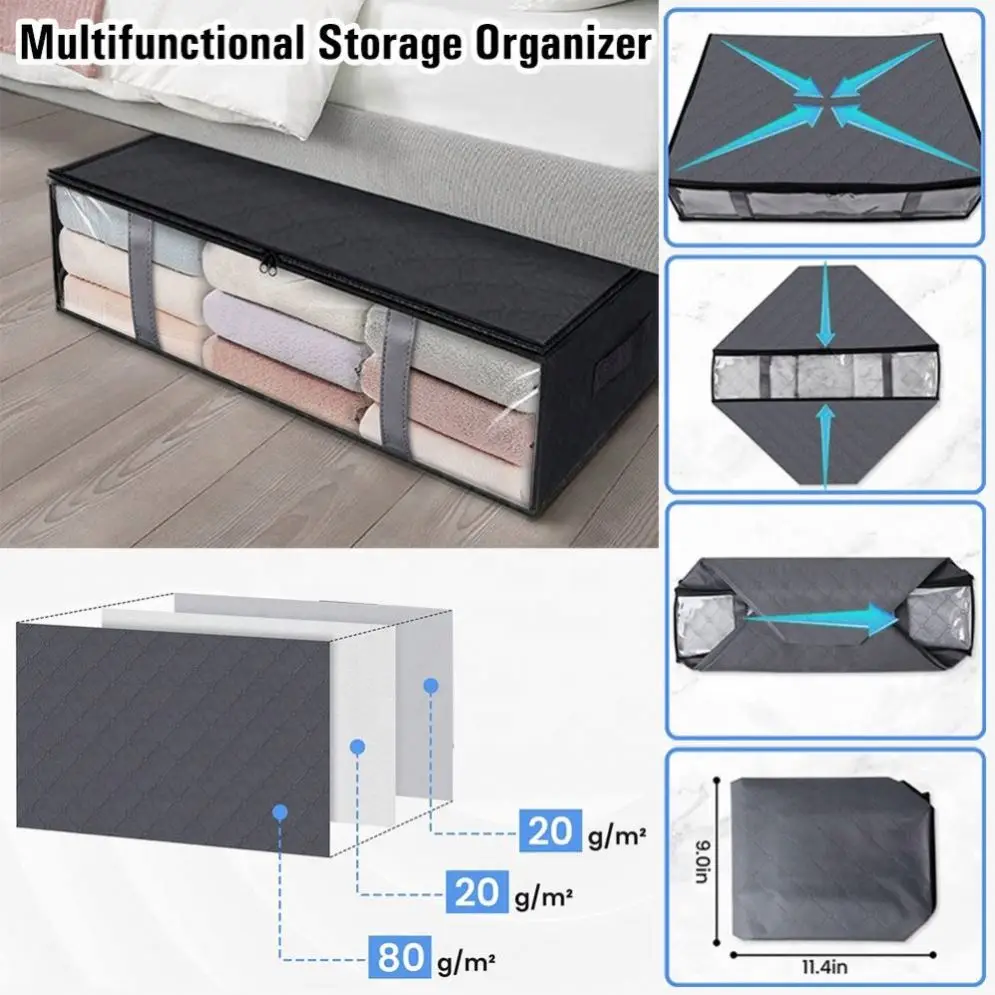 Wholesale Household Clothing Packaging Container Organizer Quilt Blanket Foldable Underbed Storage Bag