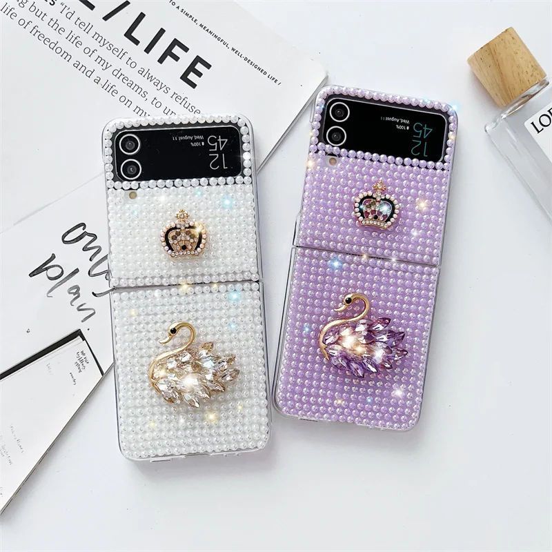 Luxury Rhinestone Diamond Handmade Bling Phone Case For Samsung Z Flip 4 3 Case Cover Phone