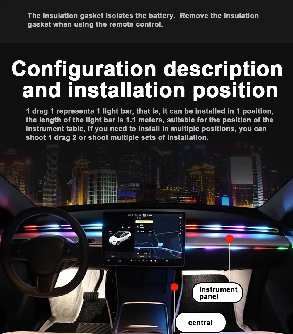 New, automotive fiber optic cold light RGBW 110cm mood lamp, hidden color APP acrylic voice-controlled music mood lamp