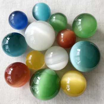 Natural pink white yellow cat's eye quartz crystal stone ball for decoration