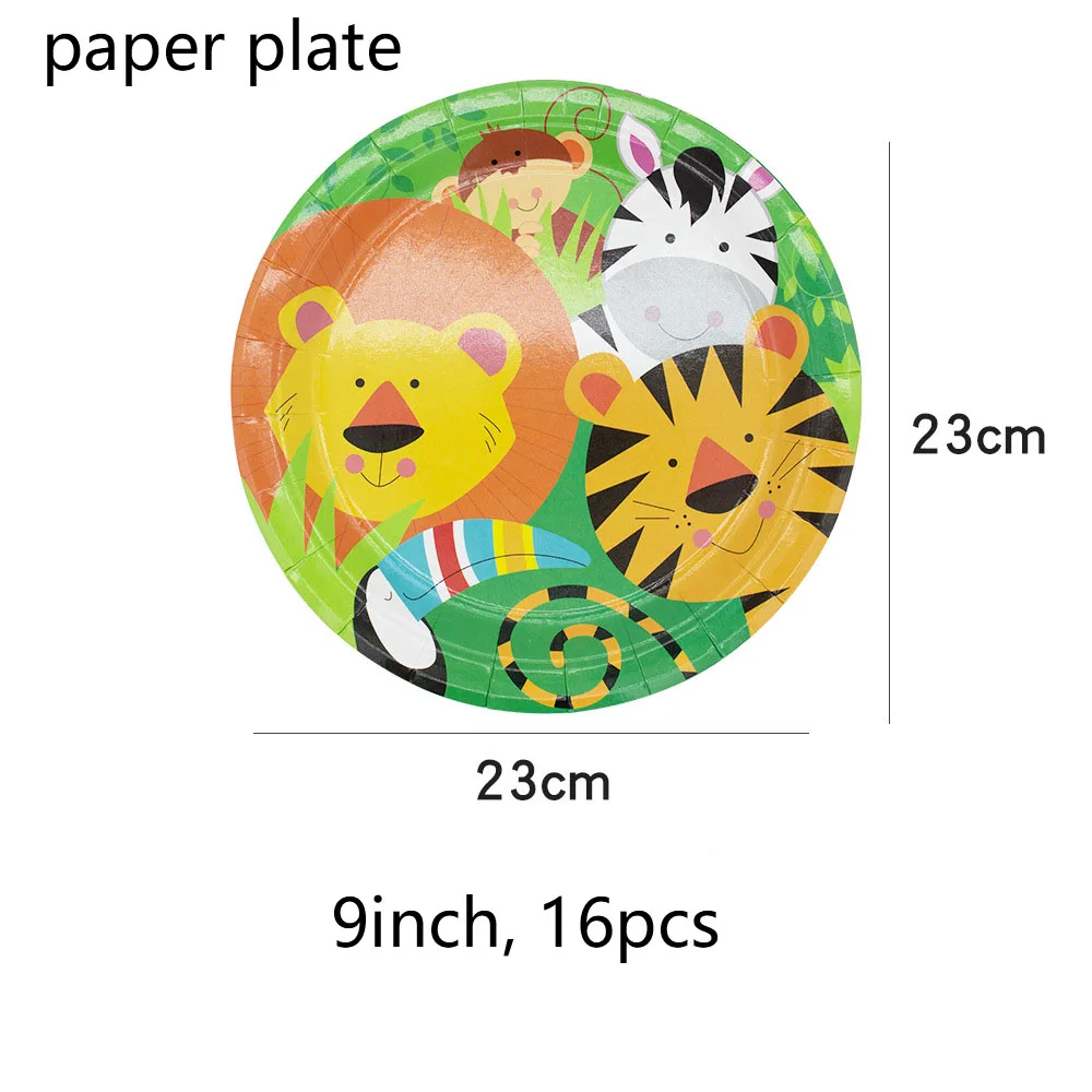 Customized Green Animal Theme Birthday Party Supplies Animal Pattern Disposable Tableware Party Decoration Set Paper plate