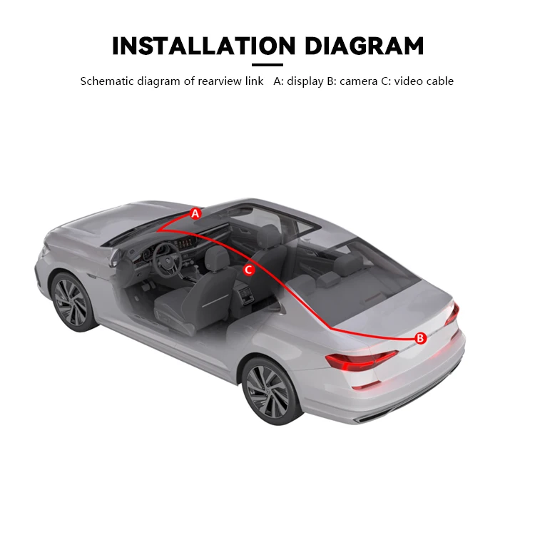 Wemaer Car Reverse Camera US License Plate Ahd Dynamic Trajectory Reference Moving Parking Line Guidline Backup Camera factory