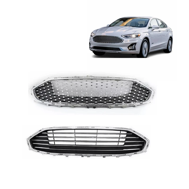 product car front body kit auto parts black chrome front bumper grille upper for ford fusion 2019 2020-35