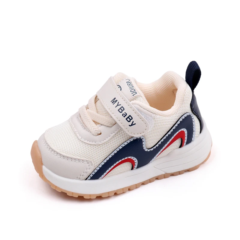 Wavy Stripes Casual Sports Style Small White Shoes for Girls and Boys Soft Soled Non-slip Functional Shoes factory