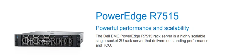 Low Price and Used Dell PowerEdge R7515 Rack Servers 2U Rack Server with One 2nd or 3rd Generation AMD EPYCTM Processor
