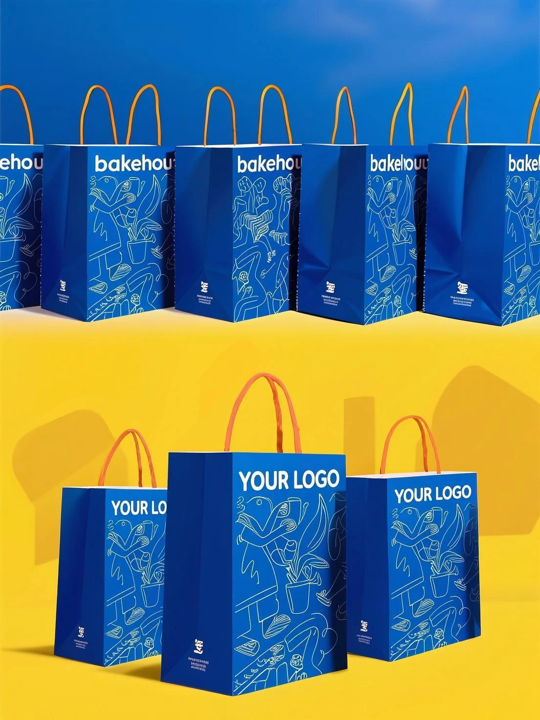 Customized Folding Kraft Paper Bag with Flat Handle for a Reusable Grocery Shopping Solution - detail 12