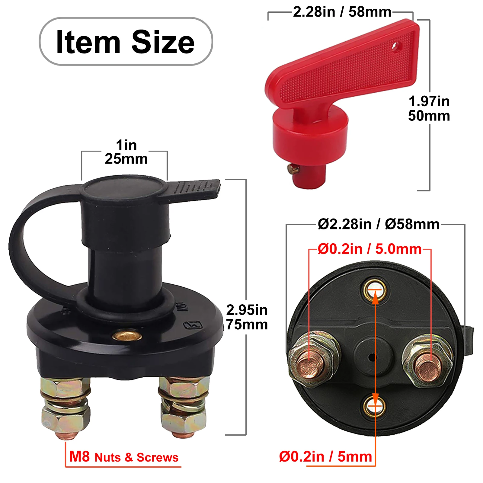 Car Battery Switcher 12v 24v Battery Power Switch Cut Master Switch Waterresistant Automotive