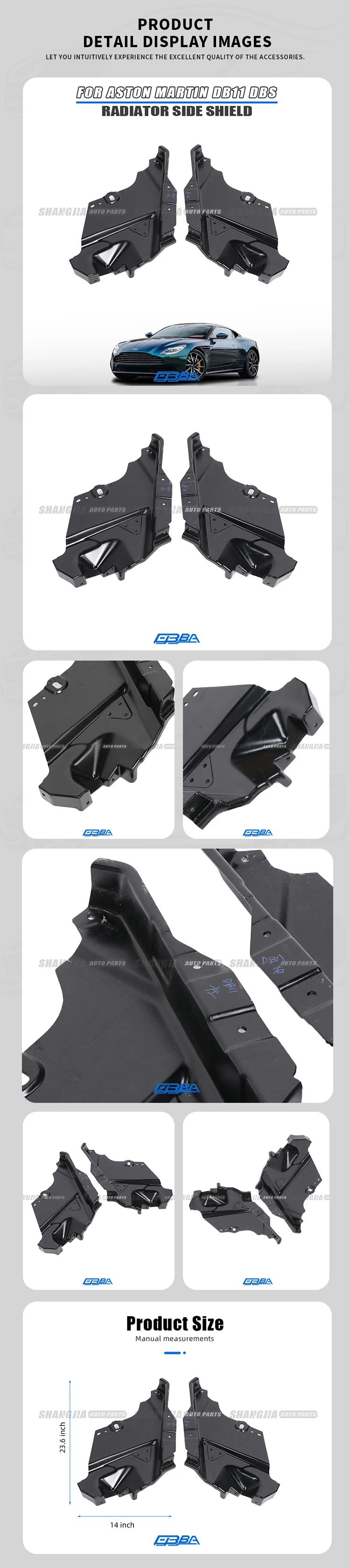 product factory price car spare parts original plastic radiator side shield for aston martin db11 dbs jy53 f01990 ac hy53 f01991 ab689-3